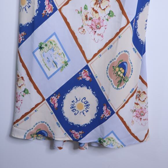 ABERCROMBIE & FITCH Julia Slip Maxi Dress Blue Tile French Country Women's S - Picture 8 of 13